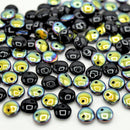 Czech Pressed Glass Lentil Beads 6mm (60pcs) - Black / Gold