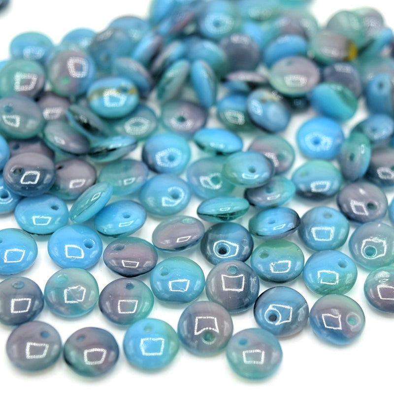 Czech Pressed Glass Lentil Beads 6mm (60pcs) - Blue / Lilac