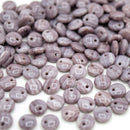 Czech Pressed Glass Lentil Beads 6mm (60pcs) - Opaque Lilac Stripe