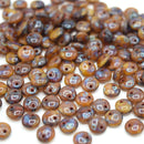 Czech Pressed Glass Lentil Beads 6mm (60pcs) - Topaz Picasso