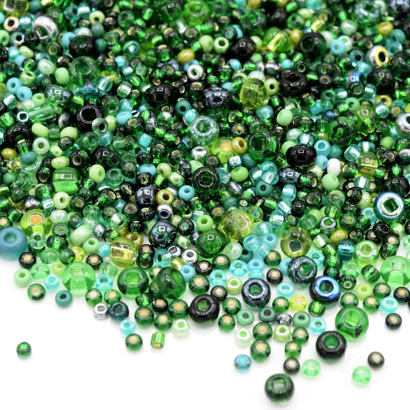 Preciosa Rocailles Czech Glass Seed Beads (40g) - Green Mix