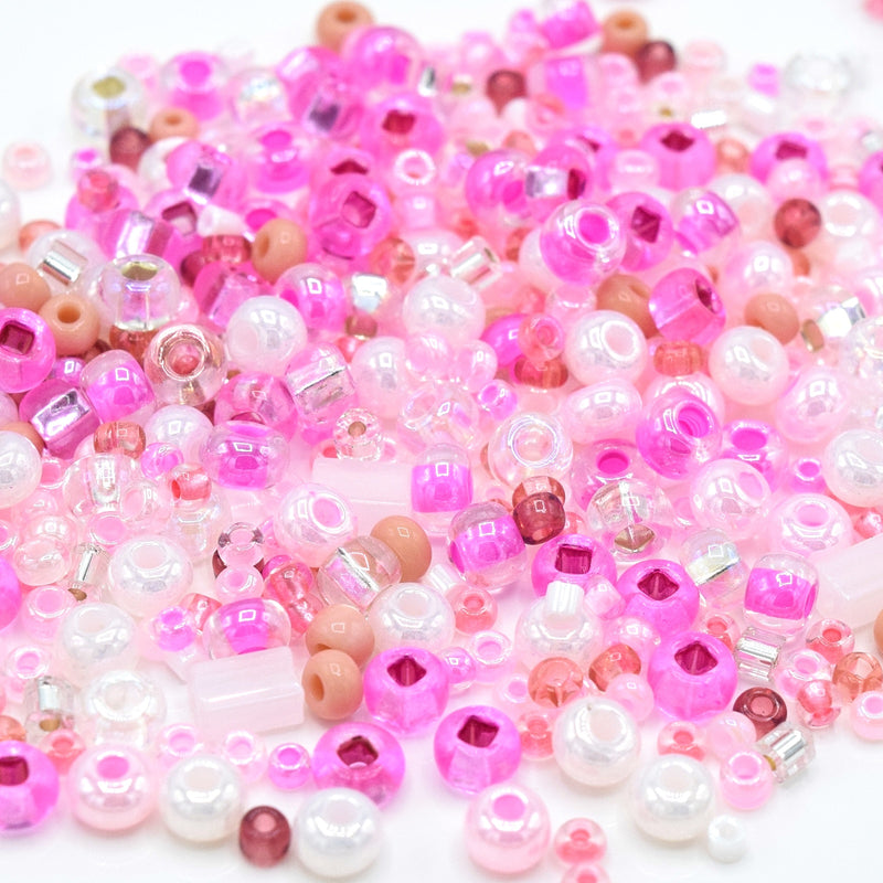 Preciosa Rocailles Czech Glass Seed Beads (40g) - Light Pink Mix