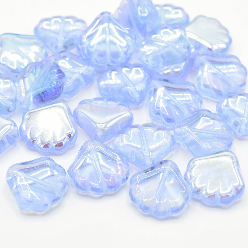 Czech Pressed Glass Shell Beads 14x14mm (20pcs) - Lilac AB