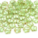 Czech Pressed Glass Star Beads 8mm (40pcs) - Peridot / Picasso