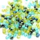 Czech Fire Polished Mix Faceted Glass Round Beads Pick Size - Green