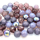 Czech Fire Polished Mix Faceted Glass Round Beads Pick Size - Purple