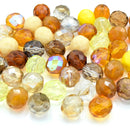 Czech Fire Polished Mix Faceted Glass Round Beads Pick Size - Yellow / Topaz