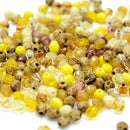 Czech Fire Polished Mix Faceted Glass Round Beads Pick Size - Yellow / Topaz