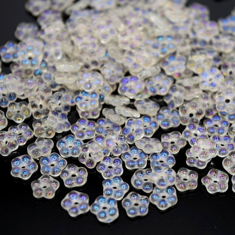 Czech Glass Flower Spacer Beads 5mm (120pcs) - Grey AB
