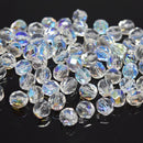Czech Fire Polished Mix Faceted Glass Round Beads Pick Size - Clear AB