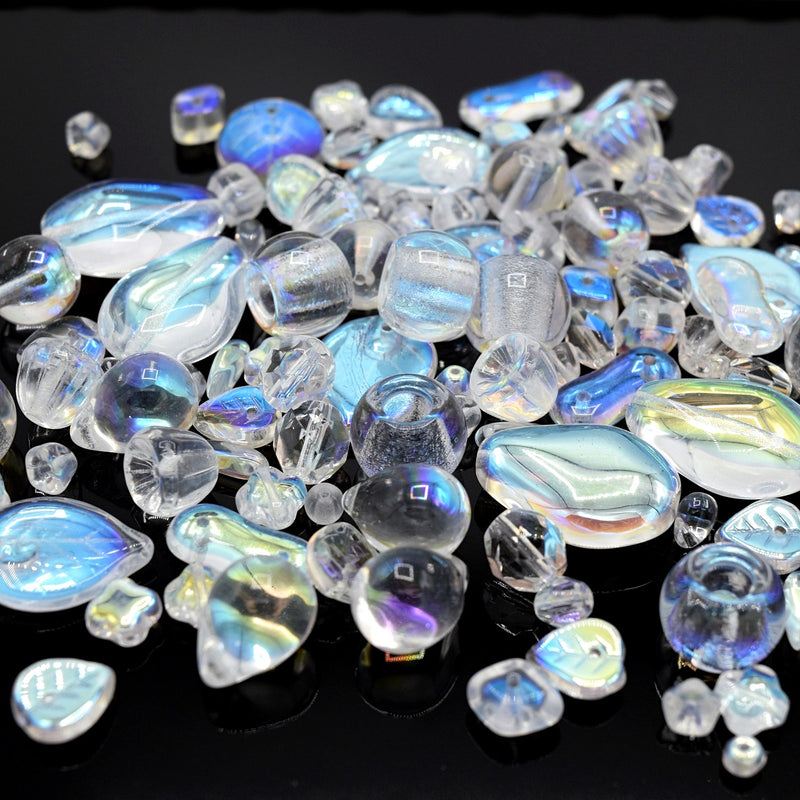 Czech Glass Mixed Beads 100g - Clear AB