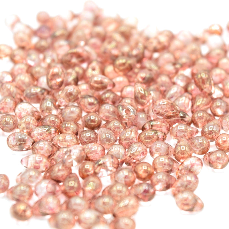 Czech Pressed Glass Drop Beads 4x6mm (120pcs) - Dusky Pink