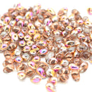 Czech Pressed Glass Drop Beads Pick Size - Grey / Pink / Peach