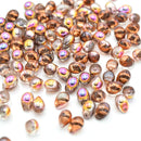 Czech Pressed Glass Drop Beads Pick Size - Grey / Pink / Peach