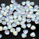 Czech Pressed Glass Heart Beads 6x6mm (60pcs) - AB Frosted