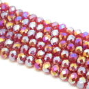 Faceted Rondelle Glass Beads - Dark Siam AB