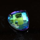 20 x Faceted Glass Diamond Pendants Silver Plated 14mm - Green / Blue