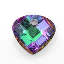 20 x Faceted Glass Diamond Pendants Silver Plated 14mm - Green / Purple