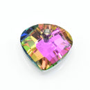 20 x Faceted Glass Diamond Pendants Silver Plated 14mm - Pink / Green