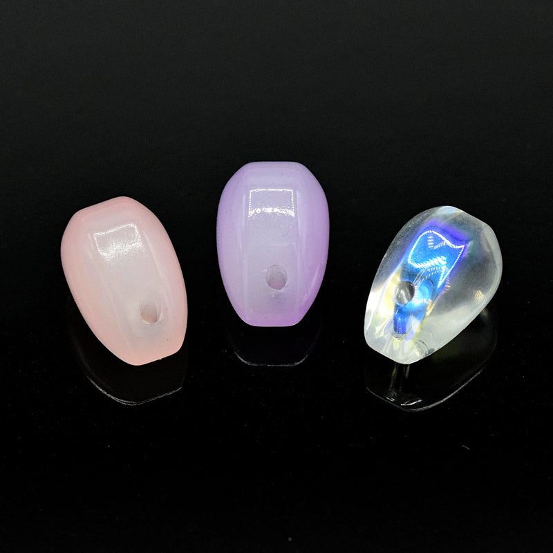 50 x Smooth Flat Edge Glass Teardrop Pendant Beads 9x6mm - Opaque Pink
