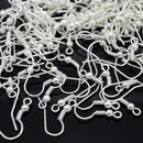 50 Pairs Brass Silver Plated Earring Hooks 19mm
