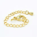 4 x 18k Gold Plated Brass Cable Extender Chain with Lobster Clasp 70x3mm