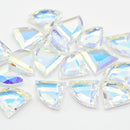 20 x Faceted Glass Fan Pendants 12x10mm - Clear AB
