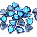 20 x Faceted Glass Fan Pendants Metallic Jet Plated 12x10mm - Green / Blue