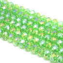 Faceted Rondelle Glass Beads - Fern Green AB
