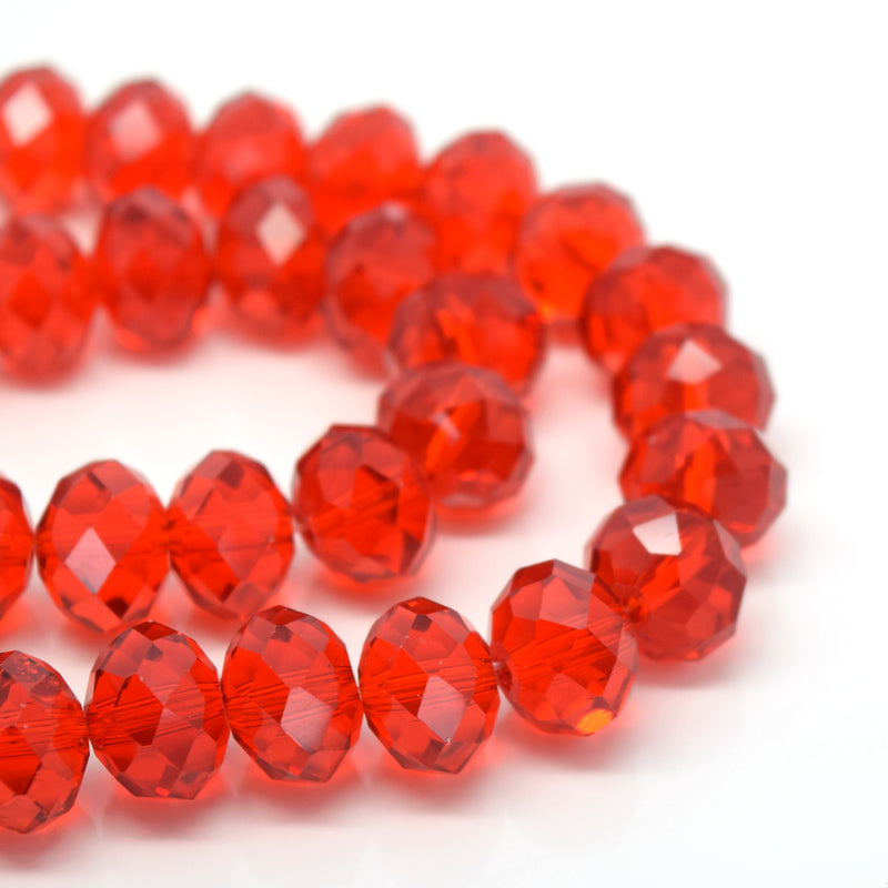 70 x Faceted Rondelle Glass Beads 12mm - Fire Siam