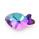 20 x Faceted Glass Fish Pendants Silver Plated 17mm - Blue / Purple