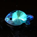 20 x Faceted Glass Fish Pendants Silver Plated 17mm - Green / Blue