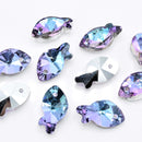 20 x Faceted Glass Fish Pendants Silver Plated 17mm - Lilac / Blue