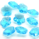 STAR BEADS: 10 x Faceted Glass Flower Pendants 14mm - Aquamarine - Pendants