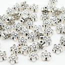 50 x Brass Alloy Flower Beads 7x7x3.5mm - Antique Silver