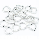 20 x Alloy Silver Heart Bead Frames 13.5x1mm