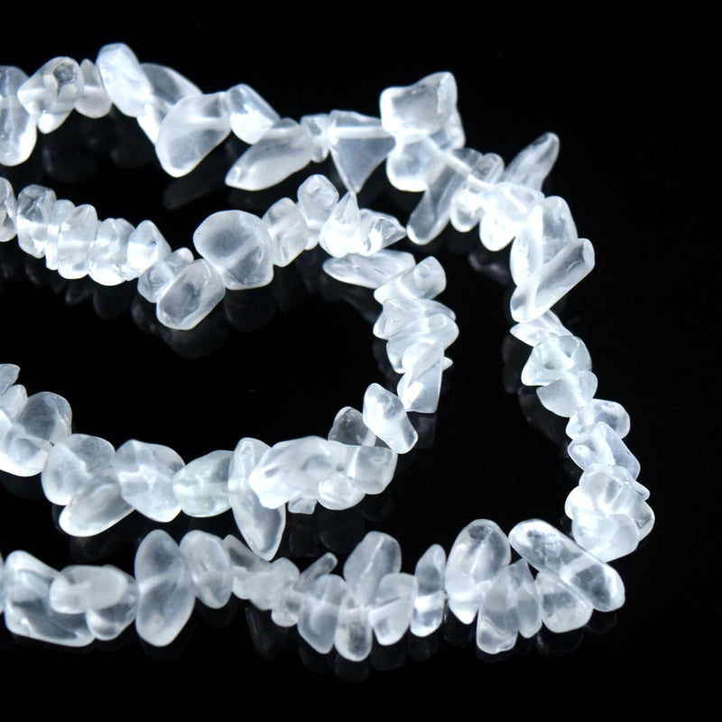 STAR BEADS: 32-34" Strand Synthetic Glass Gemstone Beads Chips - Clear Glass - Glass Gemstone Beads