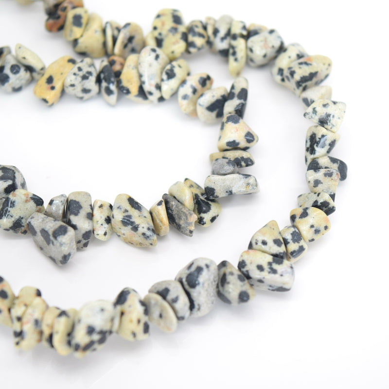 STAR BEADS: 32-34" Strand Synthetic Glass Gemstone Beads Chips - Dalmatian - Glass Gemstone Beads