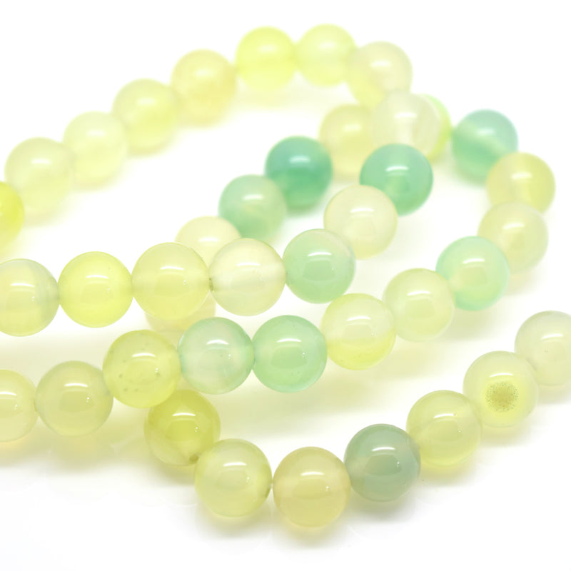 STAR BEADS: 48 x Round 8mm Strand Gemstone Beads - Natural Green Agate - Glass Gemstone Beads