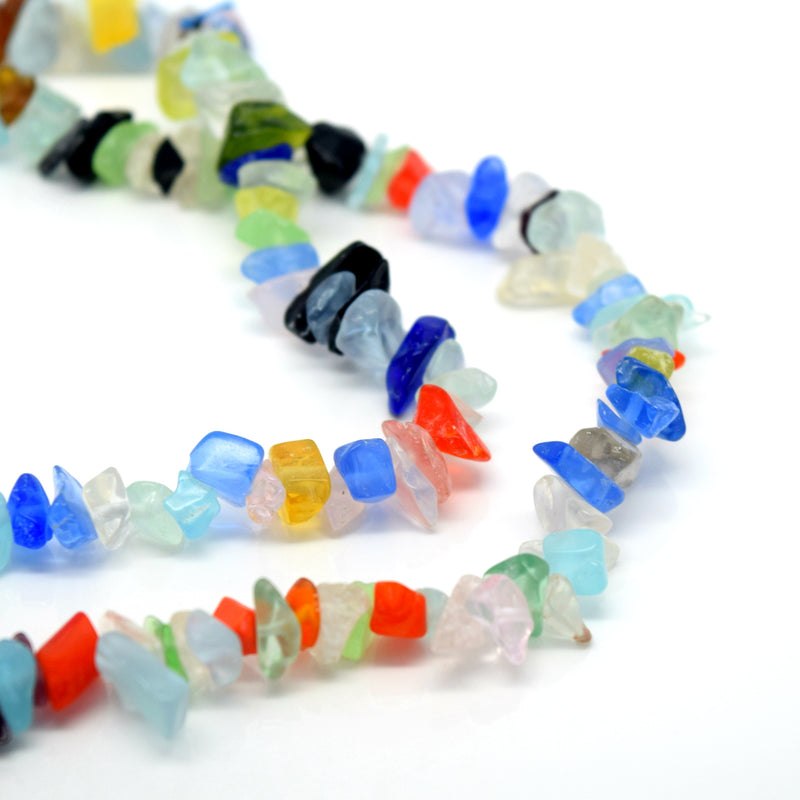 STAR BEADS: 32-34" Strand Synthetic Glass Gemstone Beads Chips - Multicolour Glass - Glass Gemstone Beads