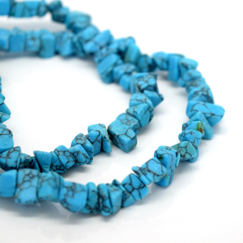 STAR BEADS: 32-34" Strand Synthetic Glass Gemstone Beads Chips - Turquoise - Glass Gemstone Beads