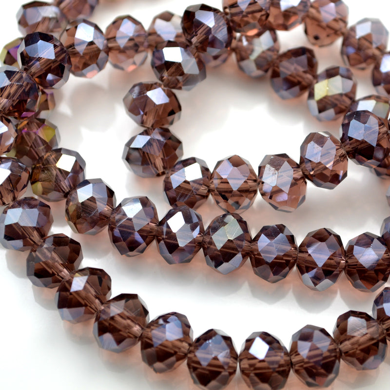 STAR BEADS: FACETED RONDELLE GLASS BEADS - AMETHYST LUSTRE - Rondelle Beads