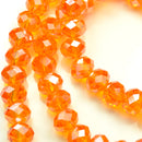 STAR BEADS: FACETED RONDELLE GLASS BEADS - LIGHT ORANGE LUSTRE - Rondelle Beads