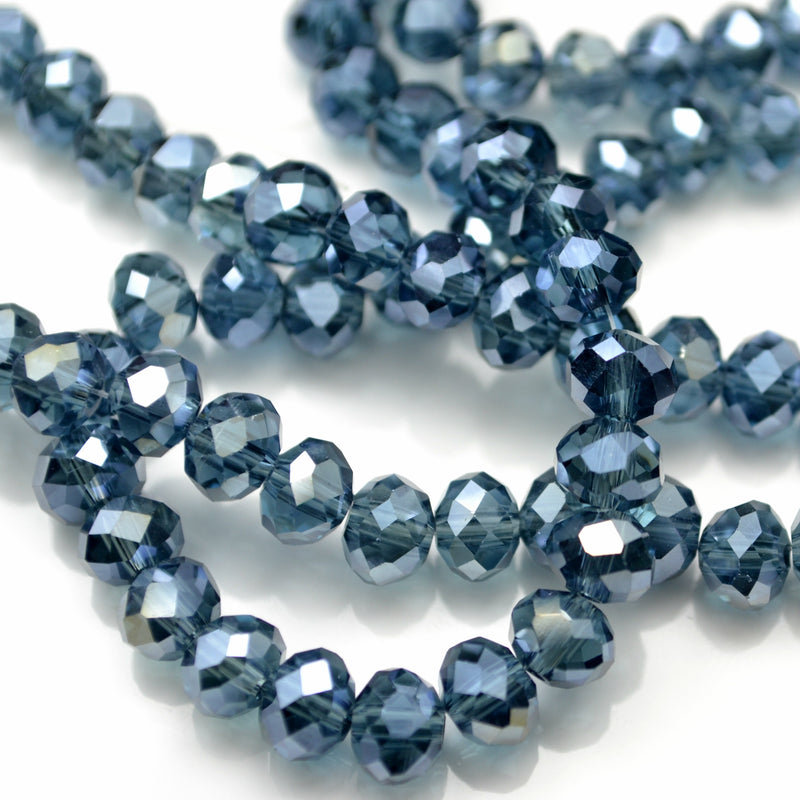STAR BEADS: FACETED RONDELLE GLASS BEADS - MONTANA LUSTRE - Rondelle Beads