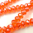 STAR BEADS: FACETED RONDELLE GLASS BEADS - ORANGE LUSTRE - Rondelle Beads