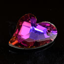 20 x Faceted Glass Heart Pendants Silver Plated 14x12mm - Pink / Purple