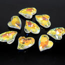 20 x Faceted Glass Asymmetrical Heart Pendants 17x14mm - Clear AB