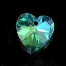 10 x Faceted Glass Heart Pendants Silver Plated 14mm - Green / Blue