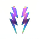 2 x Ion Multi Plated Stainless Steel Pendants Filigree Lightning - 37.5x10mm