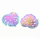 2 x Ion Multi Plated Stainless Steel Pendants Filigree Monstera - 32x32mm